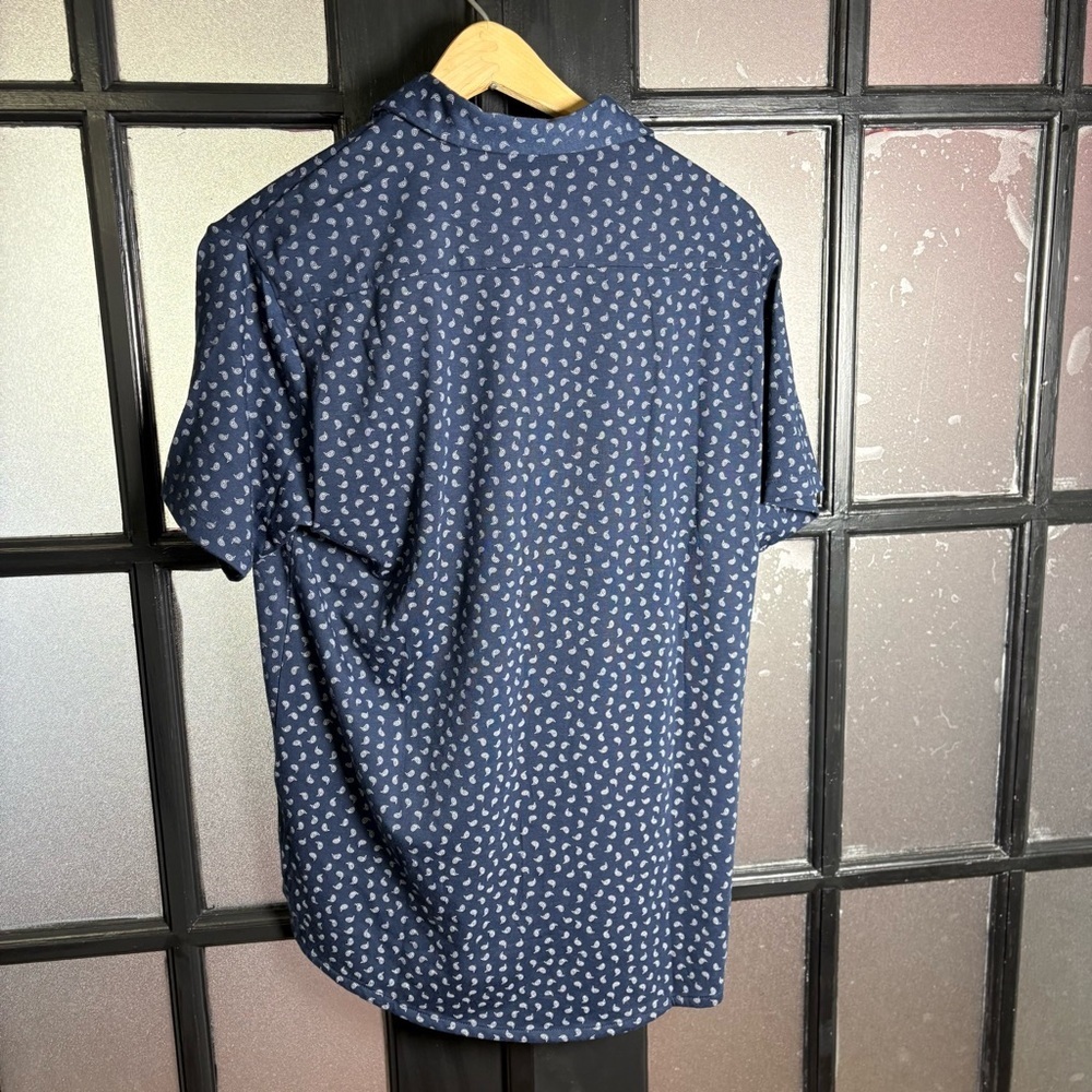 Cotton & Co Mens Small Paisley Button Front Shirt NWT Blue Casual Summer - Picture 4 of 7